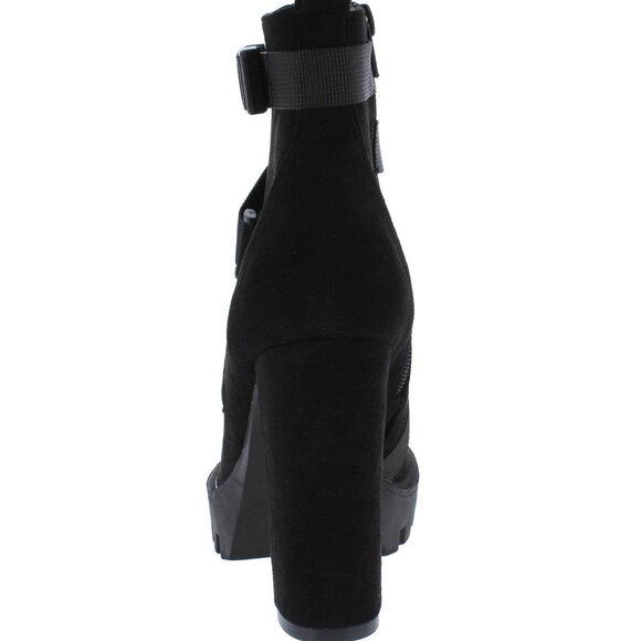 Black High Heel Ankle Boots with Straps - Picture 3 of 3